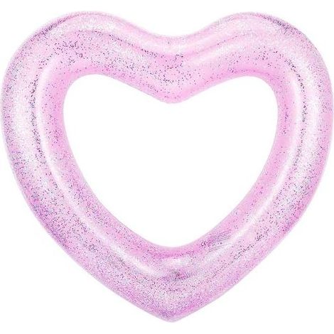 Bouée de Natation pour Adultes, Grand Flotteur Radeau, Anneau de Piscine Gonflable Lounge Bouée Piscine Plage M-Paillette Rose (1/4)