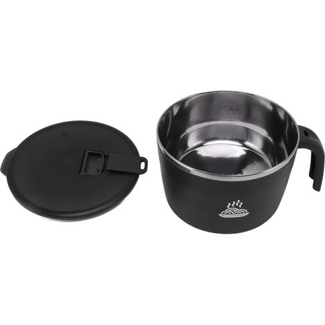 Tasse à soupe instantanée en acier inoxydable avec couvercle et joint, idéale pour les chambres d'étudiants et le bureau, 1300 ml, grande capacité, noire (1/5)