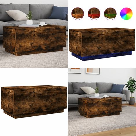 Couchtisch mit LED-Leuchten Räuchereiche 90x50x40 cm - Couchtisch - Wohnzimmerstil - Holzwerkstoff - LED Beleuchtung - Rauchfarbe - Home & Living (1/5)