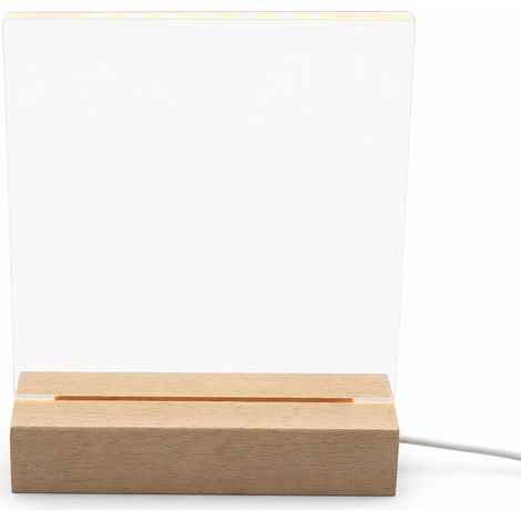 Veilleuse LED 3D RGB avec Plaque Acrylique Vierge à Graver DIY, Base en Bois (1/5)