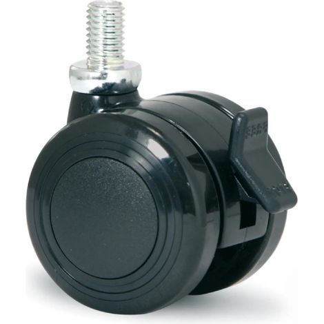 Roulette de meuble freinée - MESO - PU double souple - 40mm - Tige M8