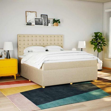 Boxspringbett mit Matratze Creme 180x200 cm Stoff (1/5)