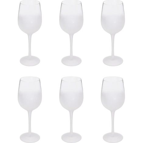 Lot de 6 verres à vin givrés 38cl – Verre transparent – Design élégant pour dégustation – Idéal pour professionnels – Secret De Gourmet