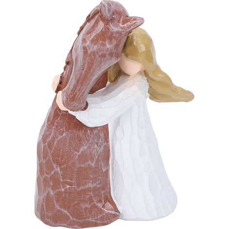 Figurine de cheval en résine pour fille, ornement d'amitié fabriqué à la main pour décor de table de jardin et de cour (1/5)