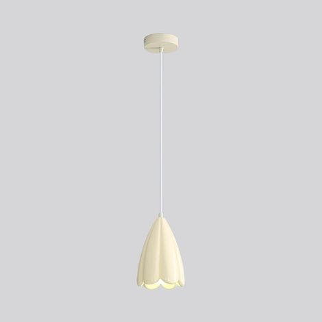 Suspension fleur, mini lampe suspendue en résine, lampes de chevet, douille E27, lustre réglable en hauteur, plafonniers minimalistes modernes for îlot de cuisine(Cream yellow) (1/5)