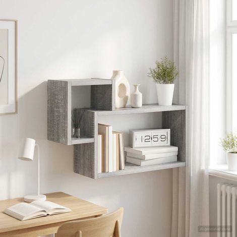 Étagère murale rectangulaire en bois d’ingénierie Sonoma gris 55 x 15 x 35 cm - PANGIVO (1/5)
