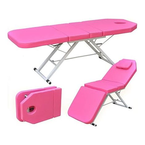 Table de massage portable pliable - Hauteur réglable - Rose (1/5)