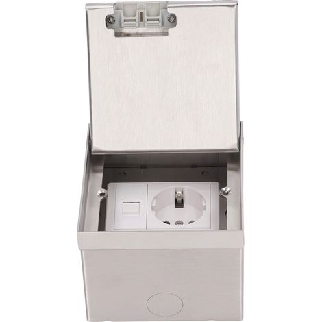 Prise encastrée de sol gain de place en acier inoxydable, pour une utilisation domestique (250 V CA). (1/5)