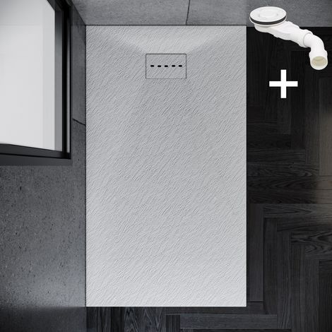 SONNI SMC Piatto doccia rettangolare 30 mm con set di drenaggio Stone Optics 1600x900x32 mm (1/5)