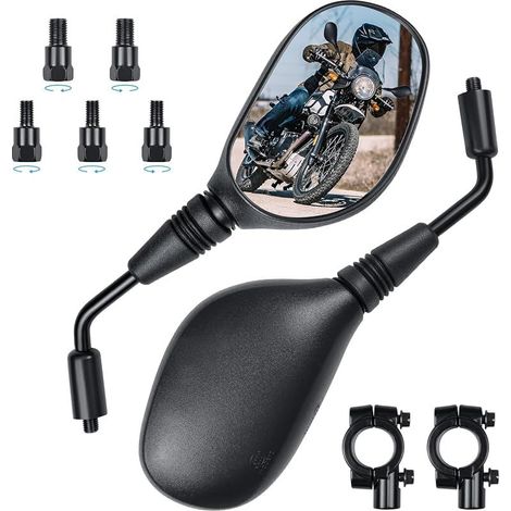 Lot de 2 rétroviseurs moto certifiés E/M8 M10, filetage droit/gauche, compatibles scooter, ATV, cyclomoteur, vélo électrique (1/5)