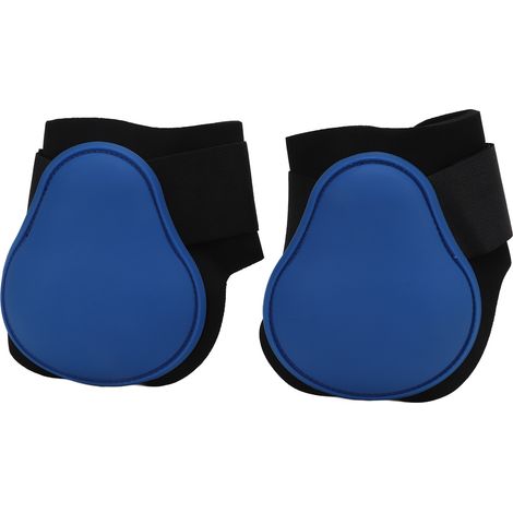 paire de guêtres pour tendons de cheval, souples, antidérapantes et faciles à coller, coque en PU, bleues, pour les membres postérieurs, taille L. (1/5)