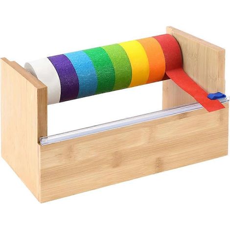 Distributeur et support de ruban de masquage en bois - Distributeur et coupe-ruban multi-rouleaux - 24,4 cm x 14 cm x 12,7 cm pour peinture, cuisine (1/5)