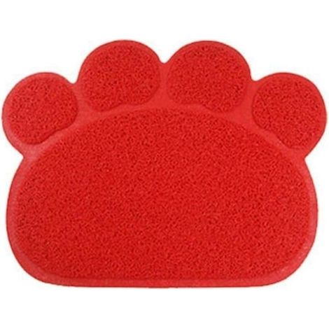 Tappetino per lettiera per gatti, tappetino per la pulizia di ciotole per cibo e bevande 30 x 40 cm (rosso) (1/3)
