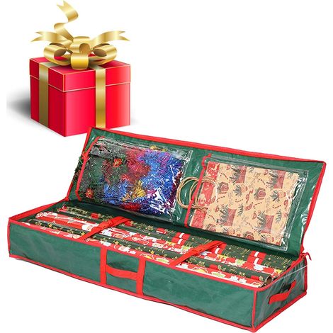 Sac de rangement Oxford pour papier cadeau, rangement pour papier cadeau, ruban cadeau, emballage cadeau, vert, 1 pièce (lot de 1), unisexe (1/5)