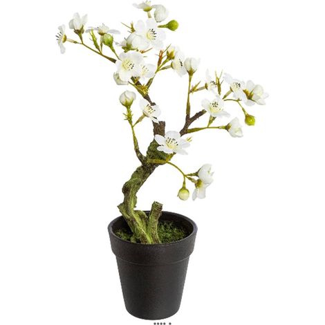 Bonsaï Prunus du japon Artificiel en pot H 27 cm Crème - couleur: Crème (1/3)