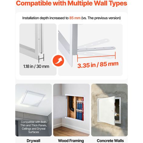 Panneau d'accès acier galvanisé peint mat blanc 42x42 cm pour mur plâtre plafond sous-sol avec gabarit papier (1/5)