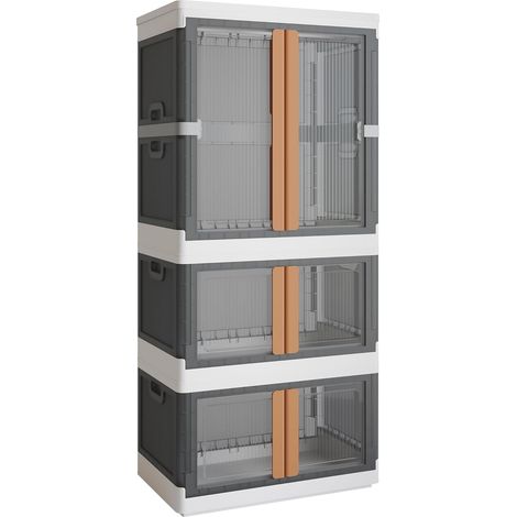 boite rangement plastique, 2x94L et 180L boite de rangement avec couvercle, caisse rangement plastique, bac rangement transparente,empilable caisse pliable (1/5)