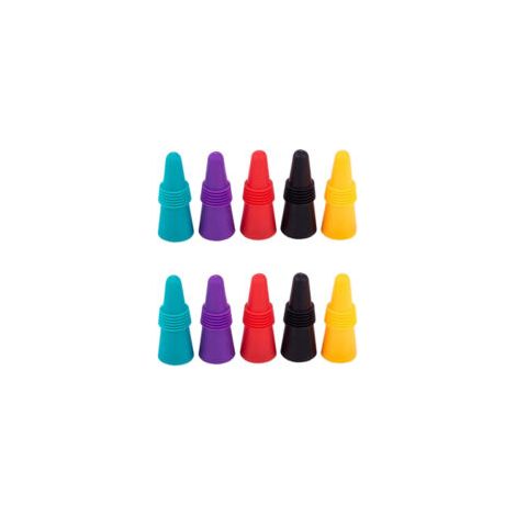 Tapones de silicona para vino, paquete de 10 unidades, tapones de colores para botellas de vino de Crezuo.