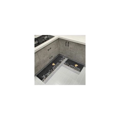 (B)Lot de 2 Tapis de Cuisine antidérapants, Absorbe l'eau et l'huile, Résistant à la poussière Tapis de Cuisine,Tapis de Sol pour l'intérieur (1/5)