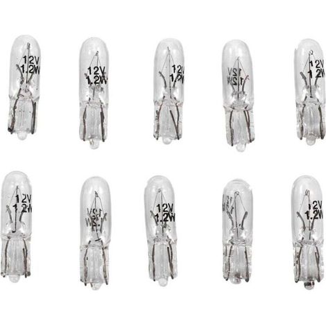 10 Ampoules T5 1.2W 12V Blanc Chaud Éclairage Tableau de Bord Voiture Lampe Halogène Wedge (1/4)