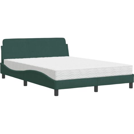 vidaXL Letto con Materasso Dover Verde Scuro 140x190 cm in Velluto (1/5)