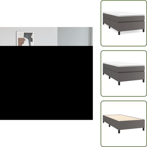 Bettgestell Grau 90x200 cm Kunstleder - Bettes Gestell - Schlafzimmer Möbel - Kunstleder Bett - Doppelbett - Einzelbett (1/5)
