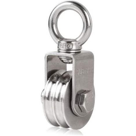 Poulie de Levage Acier Inox 304, Poulie Renvoi pour Cordes de 8 mm avec Boulon à œil M10, Rotatif, Capacité de Charge 200 kg (1/5)