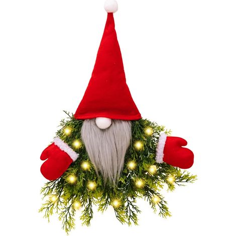 Leuchtender, gesichtsloser Weihnachtsmann-Kranz, geeignet für die Haustür und als Weihnachtsdekoration im Innen- und Außenbereich.