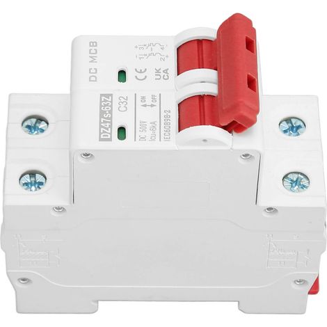 Leitungsschutzschalter Miniatur 32A DC500V, 2P, Abschaltvermögen 6000A, DIN-Schienenmontage, modularer automatischer Schalter. (1/5)
