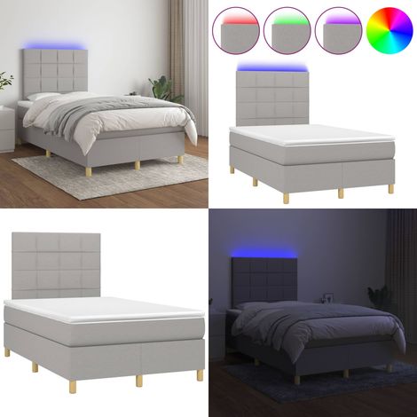 Boxspringbett mit Matratze & LED Hellgrau 120x200 cm Stoff - Boxspringbett - Doppelbett - Bettenrahmen - Lattenrost - Matratze - Home & Living (1/5)