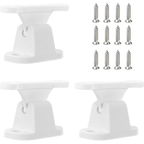 pares de topes de puerta blancos para caravana, sujetadores de plástico para puertas de caravana con 12 tornillos, soporte para puertas de autocaravanas