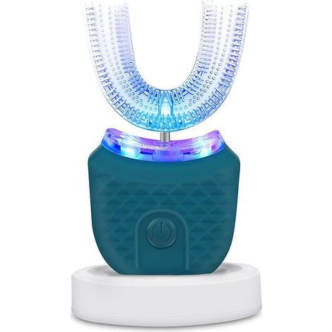 Brosse à dents électrique en forme de U [RM]360° – 3 modes de nettoyage pour une hygiène dentaire efficace, étanche IPX7, nettoyeur de dents ultrasonique automatique vert-AquaForge (1/5)