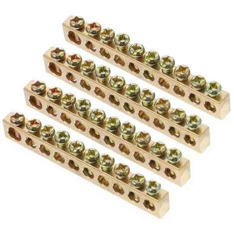 4pcs 12 trous pour drainer les bornes de câblage en cuivre, barre de cuivre de colonne de cuivre, (1/5)