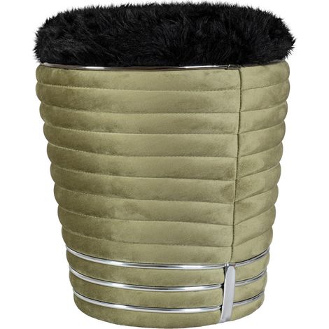 Pouf Doric 300 in Legno di Pioppo e Cotone Verde Grafite (1/3)