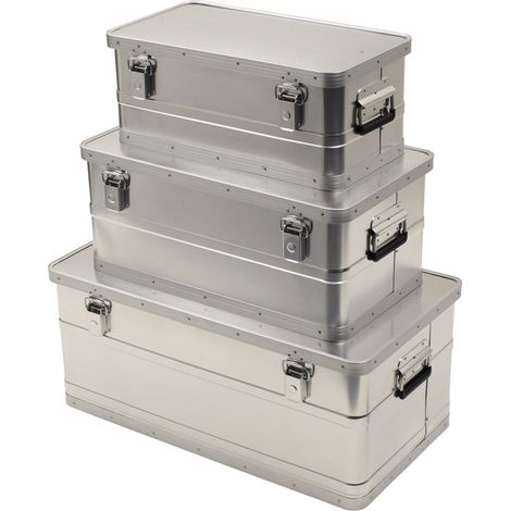 MFH Transportkisten, Alu, 3er Set, 34 l, 55 l, 100 l