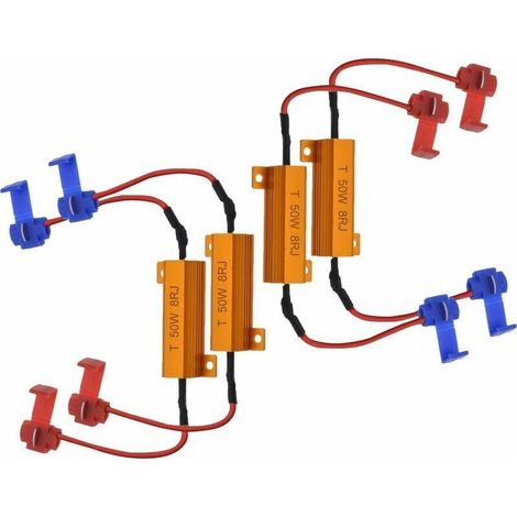 Resistori di carico LED da 50 W 8 ohm, resistenza di carico per fari, decodificatore LED per fendinebbia, resistenza decodificatore per indicatori di direzione (corregge il lampeggio rapido, elimina (1/5)