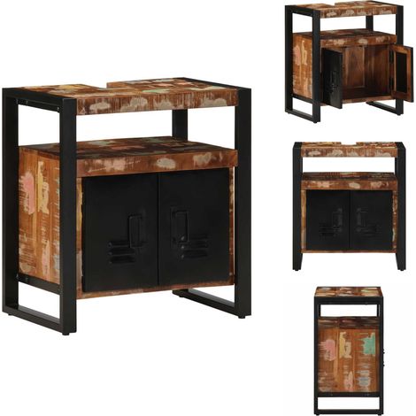 Waschbeckenunterschrank 55x35x60 cm Altholz Massivholz - Waschbeckenschrank - Waschbeckenschränke - Bad Waschtisch - Badezimmer Waschtisch (1/5)