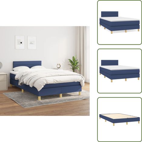 Cama de muelles ensacados - vidaXL Cama box spring con colchón tela azul 120x200 cm - Cama de espaldas