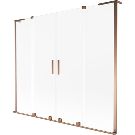Mexen Velar L Duo mampara de bañera deslizante de 2 paneles 180 x 150 cm, escarcha, oro rosa - 896-180-003-32-60 (1/2)