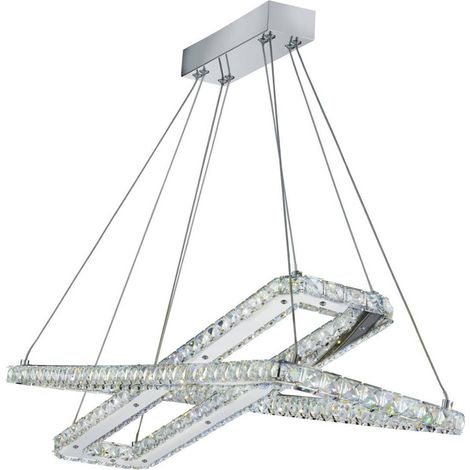 Searchlight Clover - Plafonnier LED intégré Chrome avec cristaux
