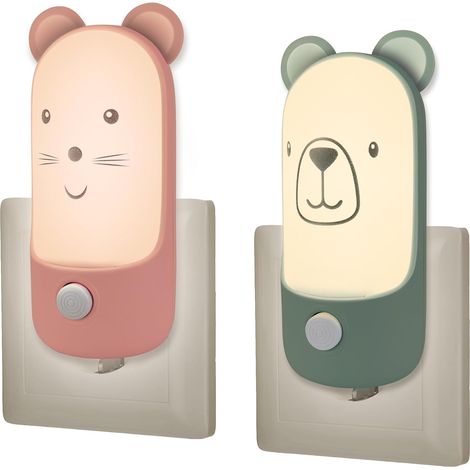 Veilleuse Enfant Prise Électrique avec Interrupteur, Souris et Ours (1/5)