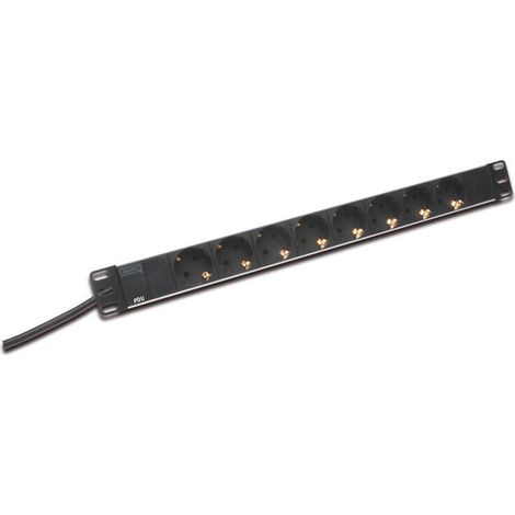 Regleta de alimentación para rack PDU 19, 8 tomas Schuko, 2,0 m, 1 enchufe Unischuko, 16 A, aluminio DN-95401 (1/4)