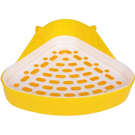 Bac à litière triangulaire en plastique pour petits animaux avec grille