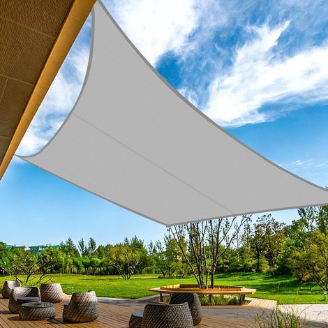 Voile d'ombrage,Toile Solaire Voile 2 x 3 m Voile d'ombrage Terrasse Rectangulaire Imperméable, Voile d'ombrage Jardin,Résistant Aux UV,pour en Plein air,Corde,Gris,Toile ombrage (1/5)