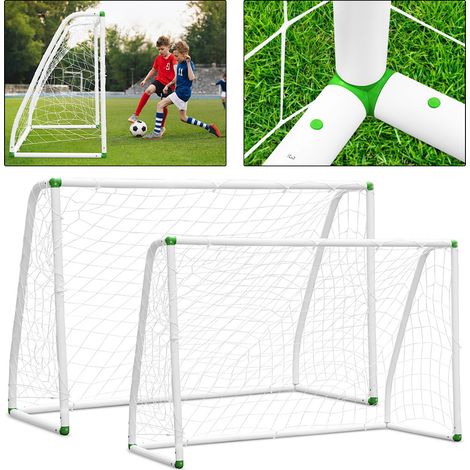 Randaco Portería de fútbol - Jaula de fútbol portátil - Marco de PVC - para exterior - para entrenamiento - blanco - 180x120x80cm 2pcs
