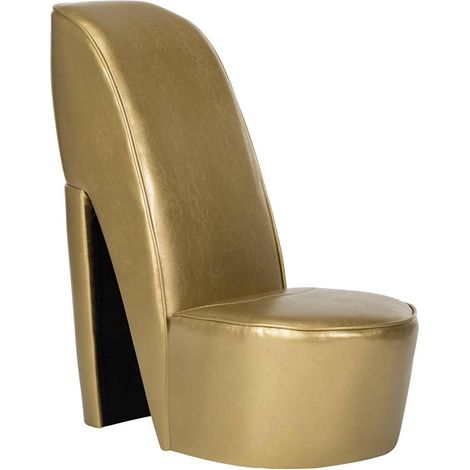 Maison Exclusive - Stuhl in Stöckelschuh-Form Golden Kunstleder (1/5)