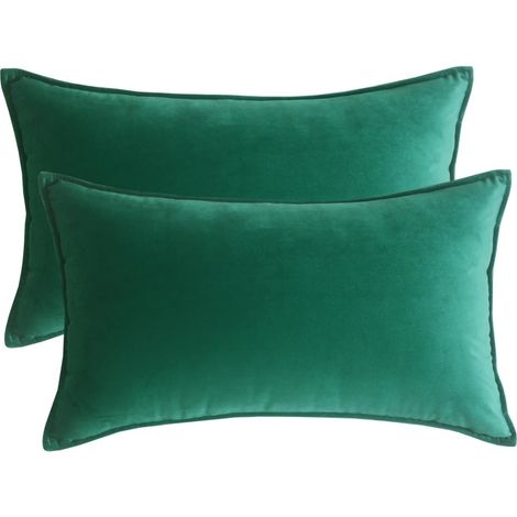 Lot de 2 housses rectangulaires velours turquoise 30x50 cm fermeture invisible