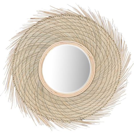 Specchio da parete rotondo in erba marina naturale 60 cm (1/4)