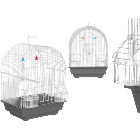 MASCOW jaula arco metal blanca y gris , Jaula Arco Mascow 30 × 23 × 38 cm blanca, una jaula práctica y resistente, ideal para proporcionar un espacio seguro y cómodo a pequeños páj (1/3)