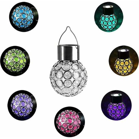 Solar chandelier outdoor solar hollow chandelier solar 2 garden lights LED solar lantern chandelier hollow ball light waterproof chandelier colorful (7 color variations) (1/4)